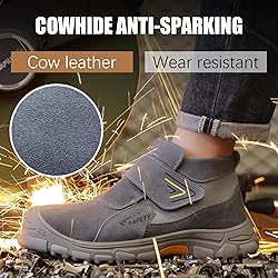 GLANOUDUN Welding Work Boots for Men Slip on Work