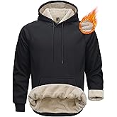 MAGCOMSEN Men's Sherpa Hoodie Heavyweight Fleece Lined Thick Winter Thermal Athletic Sweatshirt with Kangaroo Pocket