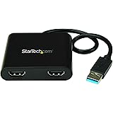 StarTech.com USB 3.0 to Dual HDMI Adapter - 1x 4K 30Hz & 1x 1080p - External Video & Graphics Card - Type-A to HDMI Dual Moni