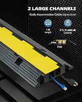 CREWORKS 3 Pack 2 Channel Rubber Cable Protector Ramp 5t/11000lbs Heavy Duty view 2