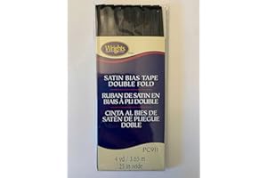 PRISM FABRICS Wrights 117-911-031 Satin Double Fold Bias Tape, 4 Yards x 1/4" - Black Satin