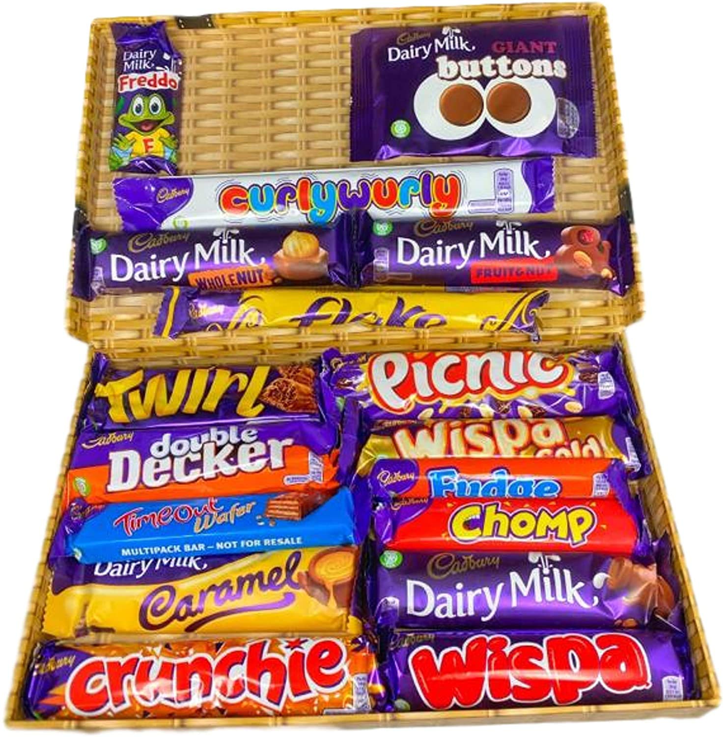 Amazon Com Cadbury Chocolate Gift Selection 17 Bars Of The Creamiest And Milkiest Tasting Chocolate In A Wicker Style Gift Box Grocery Gourmet Food