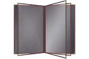 Goodsmart Pajco Style Restaurant Menu Covers – Pack of 10, Side-Loading Menu Holders, Single Stitched Edge, Clear Vinyl Menu Sleeves, Leatherette Trim, Gold Corners, Burgundy, 8 View (8.5" x 14")