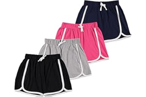 Pink Angel 4 Piece Dolphin Shorts for Girls, Running, Gym Workout Shorts for Kids, Activewear Drawstring Cotton Shorts