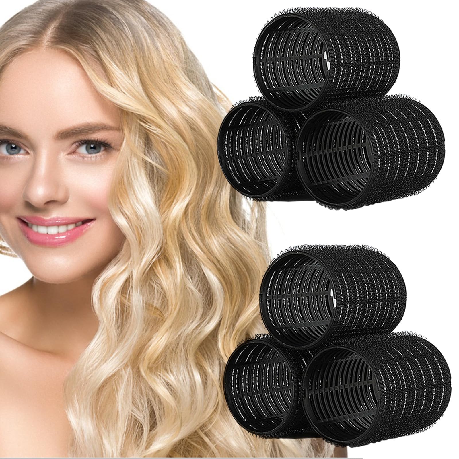 Cisolen 6Pcs Jumbo Hair Rollers, 60 mm Hairs Curlers Rollers Heatless Self Grip Curlers for Short And Long Hairs Salon Hairdressing Curler for Curling And Styling Hair Self Holding DIY