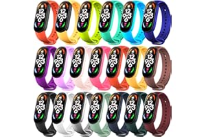BANGTING 20 Pieces Strap Replacement Compatible with Xiaomi Mi Band 7/6 / 5 and Amazfit Band 5, Bands for Xiaomi Mi Band 7 Bracelet Wristbands Accessories for Mi Fit 6 Straps (20 Colors)