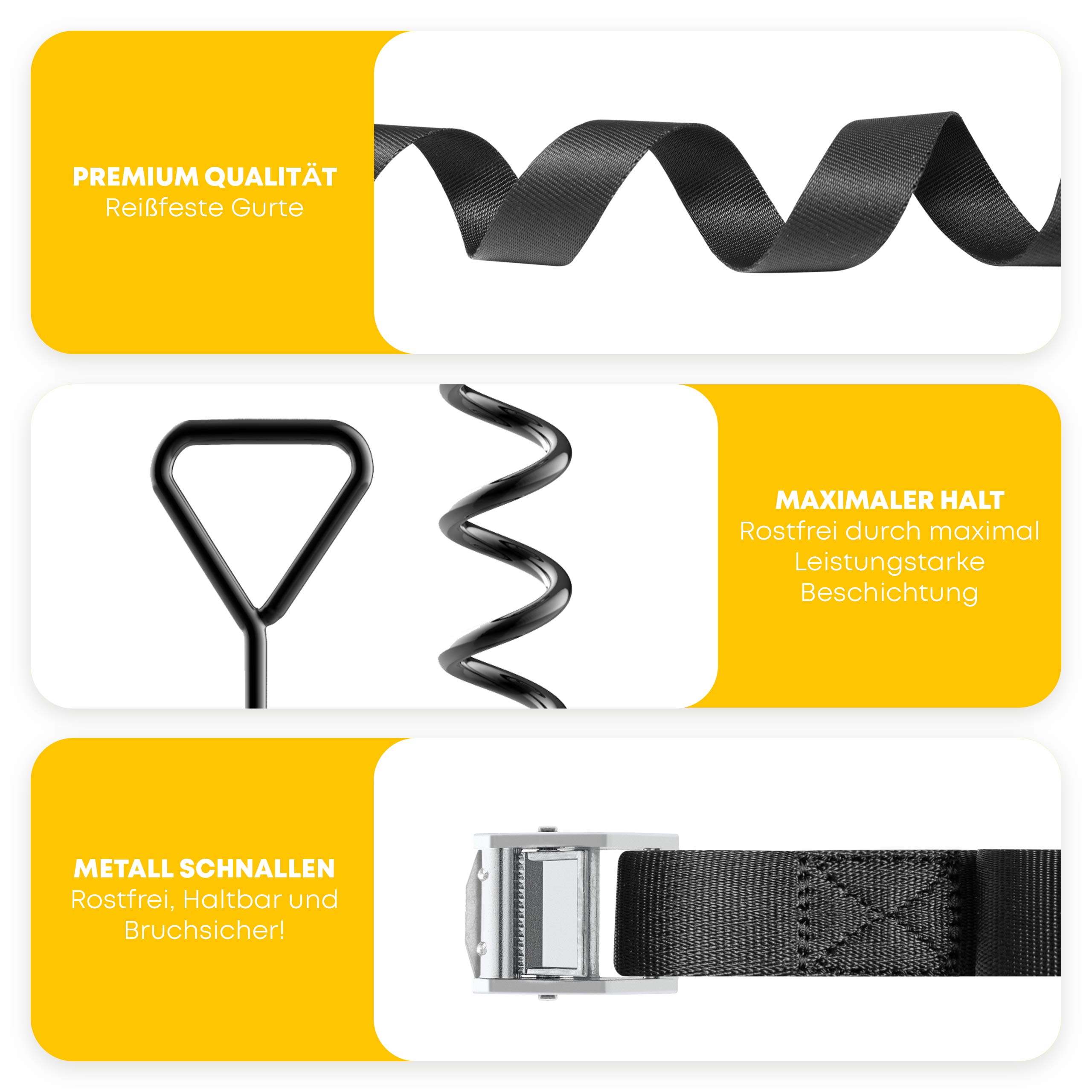 SCHMITZ.Tools Bodenanker Trampolin Erdanker zum Eindrehen - Extra sichere Premium Ausführung - Sturmanker Befestigung Boden - Verstellbarer XXL-Gurt - 2,50m - Rostfrei 5