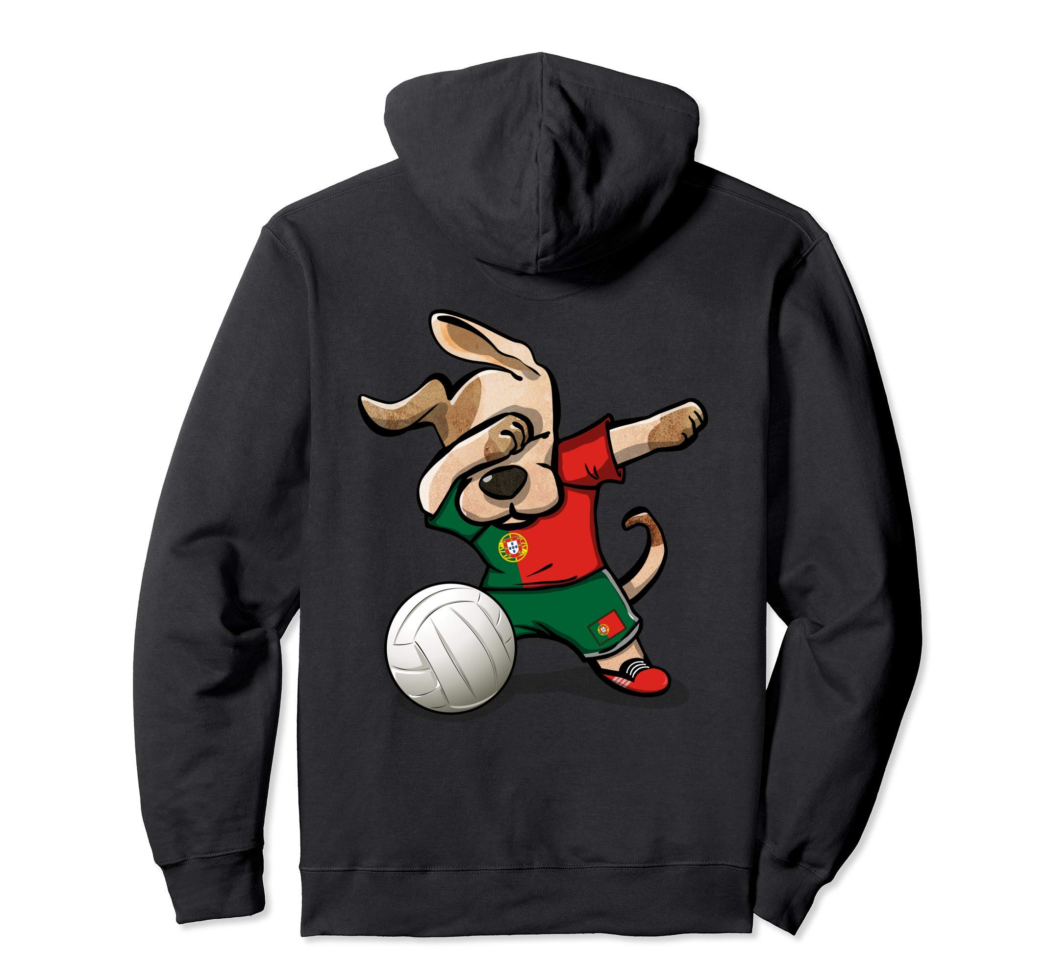 Dabbing Dog Proud Portugal Volleyball Lovers Portuguese Flag Pullover Hoodie