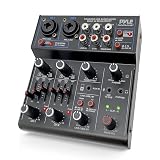 Pyle Professional Wireless DJ Audio Mixer - 4 Channel Bluetooth Controller Sound Mixer, USB Audio Interface, 2 Combo Jack XLR+6.35mm Mic/Line/Guitar in, 3.5mm, RCA AUX, Headphone Jack - PAD43MXUBT