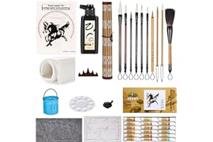 Corciosy Chinese Calligraphy Brushes Set, Professional Sumi Watercolor Brushes Set, Japanese Painting Set for Beginners