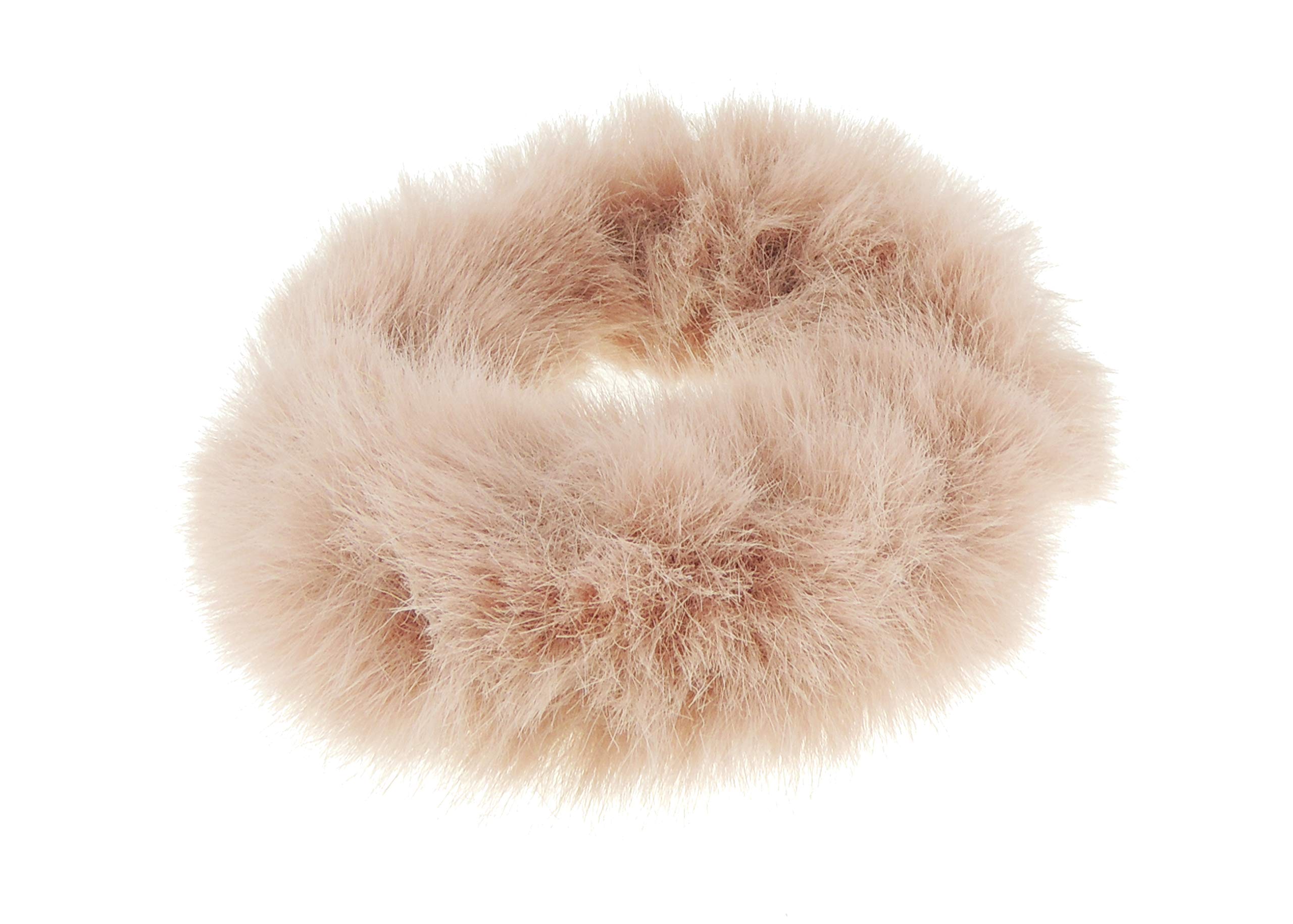 Cute Womens Girls Soft Plush Faux Fur Fabric Winter Sleep Christmas Birthday Wedding Bridesmaid Party Ponio Tie Elastic Accessories Bobbles Ponytail Holder Band Hair Scrunchie (Dusky Pink)