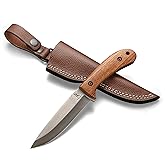Bushcraft Knife - 9-Inch Scandi EDC Knife, S30V Steel And Walnut Wood Handle Full Tang Fixed Blade with Premium Leather Sheath - For Camping, Hunting, Survival and Outdoor Use - Gifts For Men
