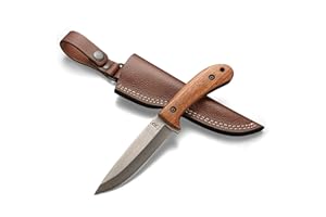 REGAL EDGE KNIVES Bushcraft Knife - 9-Inch Scandi EDC Knife, S30V Steel And Walnut Wood Handle Full Tang Fixed Blade with Premium Leather Sheath - For Camping, Hunting, Survival and Outdoor Use - Gifts For Men
