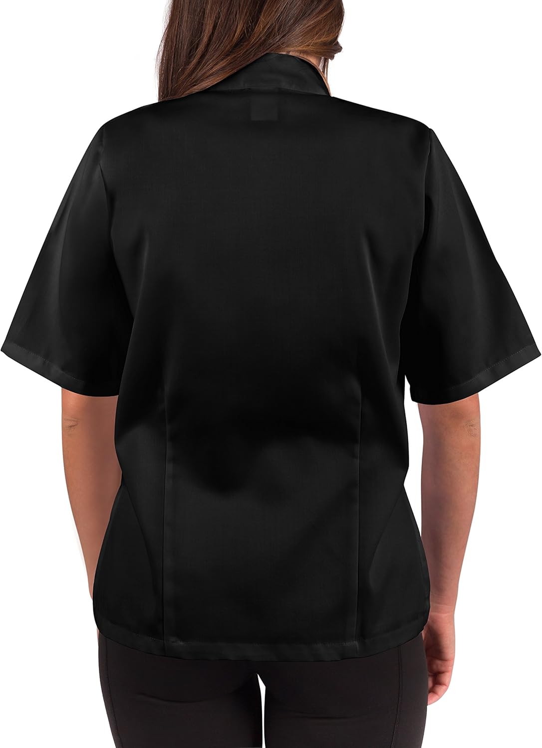 Womens Black Classic Short Sleeve Chef Coat: Clothing