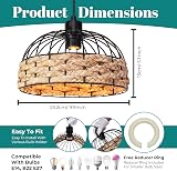 Giggi Small Metal & Rope Light Shade Black Jute Rattan Pendant Ceiling Lamp view 4