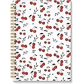 ROXMART Cute Cherry Spiral Notebook, Cherry Gifts for Women Journal, Fruit Lover Gifts, Girly Aesthetic Fruit Journal Notebook, 5.5x8.3 Inch