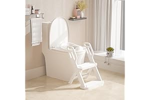 CHEERKID Toddler Potty Training Toilet Seat-Alongside Foldable Potty Train Chair Adapter, Potty Seats with Steps Ladder for Toddlers Kids, Boys, Girls, Child, Baby, and Must-Haves Portable Step Stool Supplies
