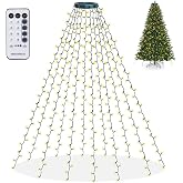 Dazzle Bright Christmas Tree Lights, 448 LED Waterfall Tree Topper Lights with Remote &amp; 8 Lighting Modes, 8.2FT X 16 Lines Christmas Light for Indoor Outdoor Yard Party Xmas Decoration (Warm White)
