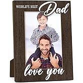 Tbaogusu Dad Photo Frame, World's Best Dad Picture Frame, Father Gifts from Daughter Son, 4x6 Wooden Picture Frames Best Gifts for Birthday Father's Day, Home Office Shelf Table Decor -015