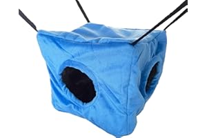 Vedem Ferret Cube Hammock Small Animals Cage Hanging Bunkbed Hideout Warm Bed (Blue)