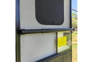 Safoner Aluminum RV Screen Door Handle Grab Bar- Adjustable Camper Screen Door Crossbar Accessories for Trailer RV Entry Support- Sturdy Push Protector for Easy Exit Assist and Pull Grip- Black