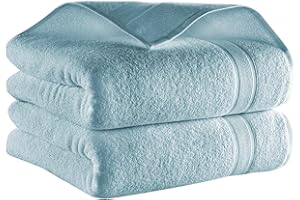 All Design Towels - Jumbo Bath Sheet 2 Piece - 100% Ring Spun Cotton Highly Absorbent and Quick Dry Extra Large Bath Towel - Super Soft Quality Towel (35 x 70 Inches, Blue)