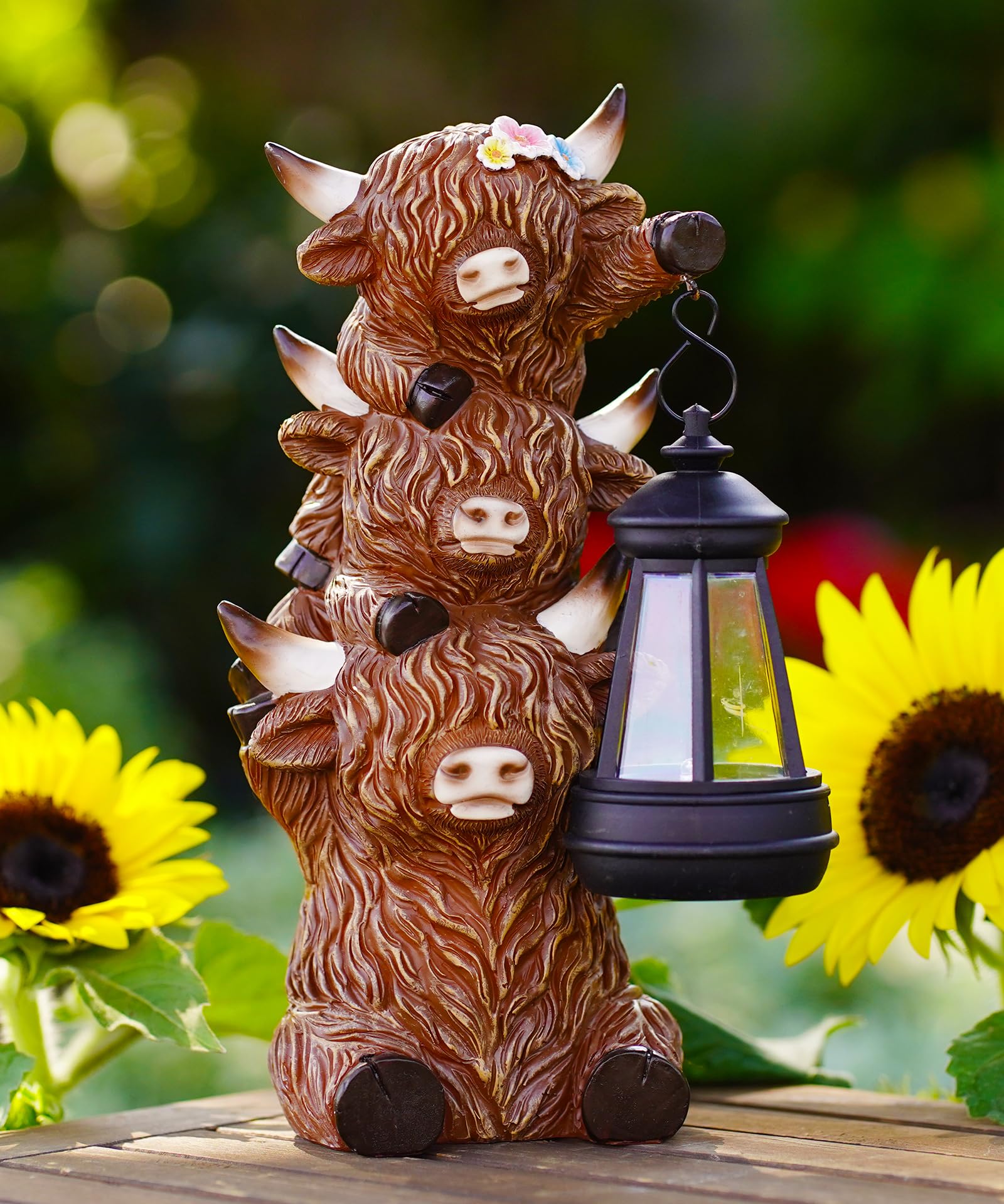 Photo 1 of ***horn is broken off top cow****partsonly**Acgarten Solar Highland Cow Outdoor Decor:Garden Statue Outside Lantern Ornaments for Yard Lawn Patio Porch- Unique Gifts for Mom Women Grandma(Brown)