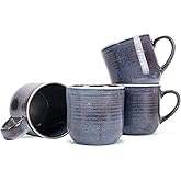 Elanze Designs Glossy Reactive Glaze Large 17 Fluid Ounce Everyday Kitchen Food Grade Ceramic Stoneware Coffee Mug Cup with Comfort Curved Handles, Set of 4, Purple Ombre Blue