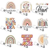 Yexiya 9 Pcs Funny Social Worker Badge Reel for Women Men Sw Badge Clip Holder Retractable Name Card Holder with Alligator Clip Novelty Social Worker Appreciation Gifts Supplies