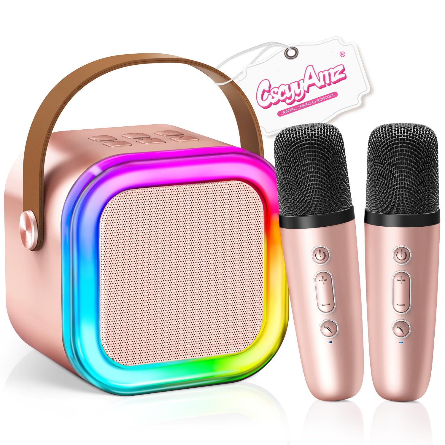 Photo 1 of ?2026 Newest? Mini Karaoke Machine for Kids Girls & Boys - Portable Bluetooth Speaker with 2 Wireless Microphones - Kids Birthday Gifts for Ages 4-10 - Kids' Instrument Accessories - Rose Gold