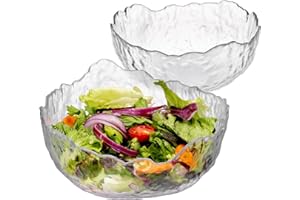 Navaris Glass Salad Bowl Set - Decorative 2-Piece Dish Set (Large, Extra Large) - Perfect for Desserts, Fruit, Punch, and Tri