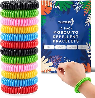 TANNESS Mosquito Repellent Bracelet 12 Pack DEET-Free Waterproof Bands