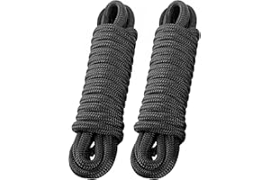 PACTHSD 2 Pack 3/4" x 35' Dock Lines - Marine Grade Nylon Boat Rope with 18" Loop for Docking and Mooring - Double Braided Boat Lines, High Strength, Easy Handling, Heavy Duty, Fray Resistant - Black