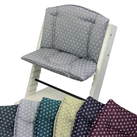 BAMBINIWELT Ersatzbezug, Kissen-Set für Hochstuhl/Kinderstuhl Stokke Tripp Trapp, Sitzverkleinerer (STERNE) (hellgrau)