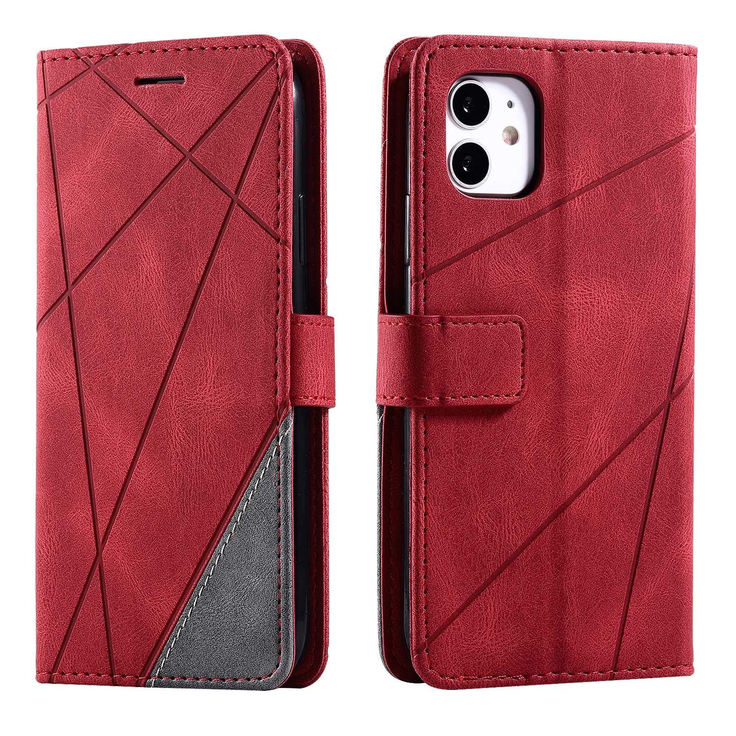 SONWO Case for iPhone 11 Case, Premium Leather Flip Wallet Case Magnetic Closure Card Slots Kickstand Phone Case for iPhone 11, Red