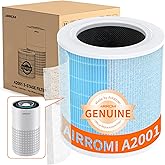 AIRROMI A2001 Efficiency Air Purifier Replacement Original 3-in-1 Filter, Blue Activated Carbon Filter for Smoke and Wildfire Removal, Removes 99.97% of 0.3 Micron Particles 1 Pack