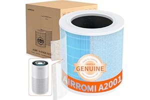 AIRROMI A2001 High-Efficiency Air Purifier Replacement Filter - Original 3-in-1 Filter, Blue Activated Carbon Filter for Smok