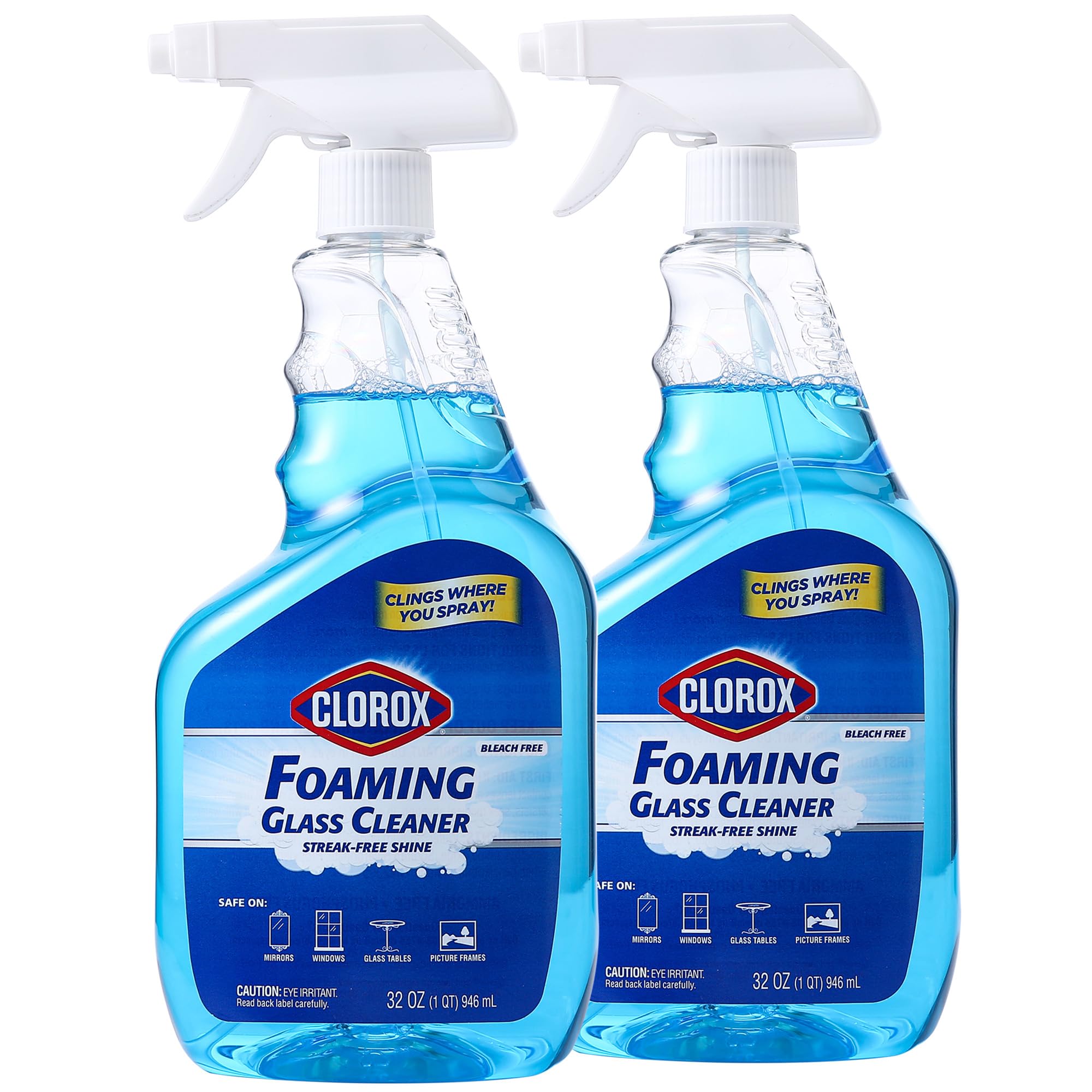 Photo 1 of Clorox Foaming Glass Cleaner Trigger Spray | All Purpose Window And Glass Cleaner | Streak|Free, No|Drip Formula Glass Cleaners For The Home Or Office, 32 Ounces - 2 Pack
