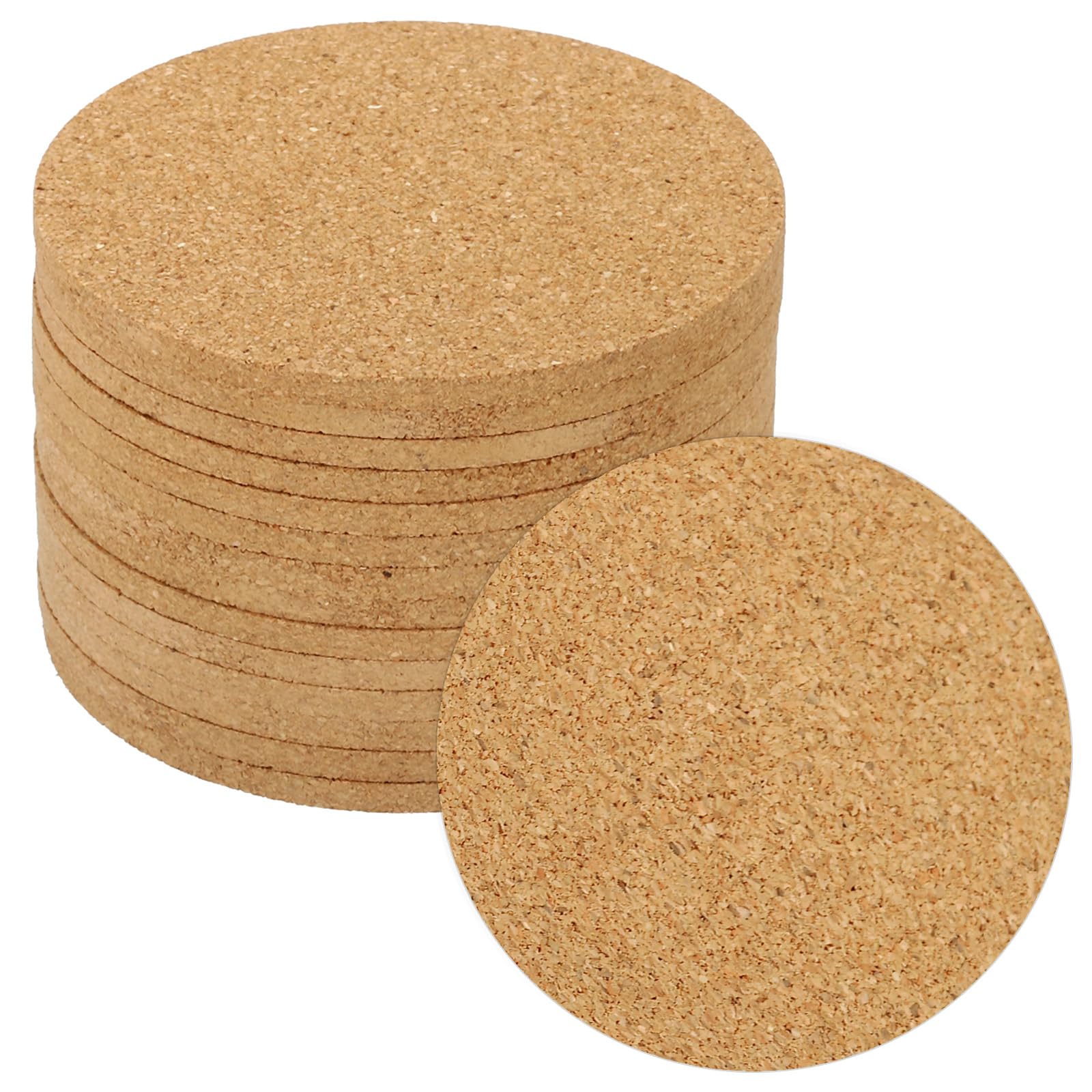 PATIKIL 90x4mm Cork Coasters, 14 Pack Round Cork Mats Cork Backing Sheets Reusable Cork Tiles Cork Board for Drinks DIY Crafts, Brown