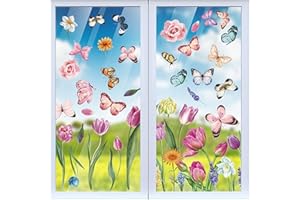 I-BEEBOO Spring Flower Window clings Decorations Window Decals Stickers for Office Home