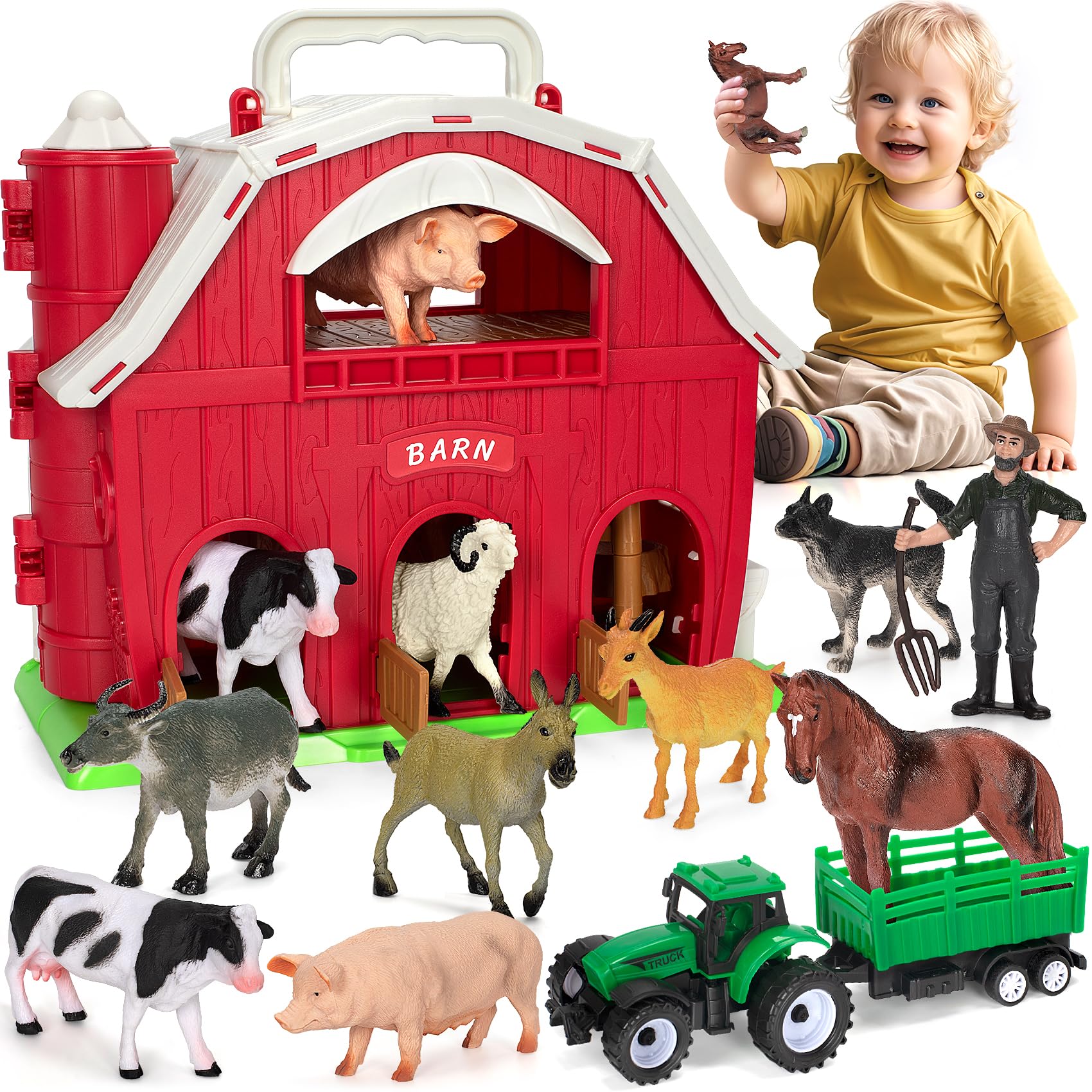 Farm Animals Toys for 1 2 3 4 5 Year Old Toddlers Girls Boys, Big Red ...