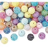 Beadthoven 100pcs Resin Rhinestone Beads, 20mm Focal Beads for Pens, Sparkly Disco Ball Beads AB Candy Color Crystal Bling Diamond Beads Glittery Bubblegum Beads for DIY Jewelry Making Keychain