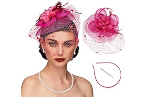 dressfan Fascinator Hat Headpiece Veil Womens Vintage 20s 50s Hat Headwear for Kentucky Derby/Wedding/Cocktail/Tea Party