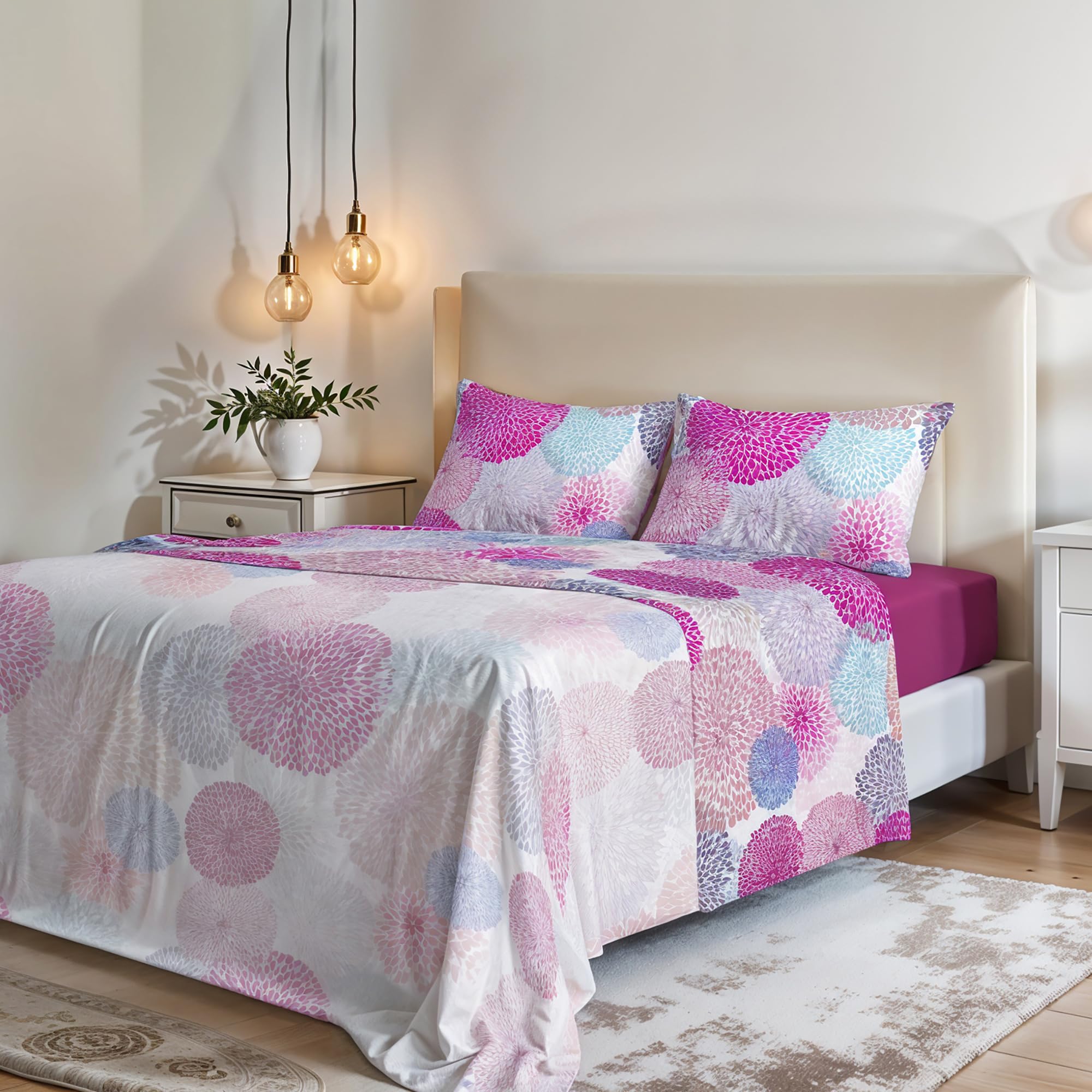 Italian Bed Linen MB Home Italy “Fantasy” Bed Sheets Set, Soffioni, Double