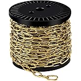 50 ft 1/12" Metal Hanging Chains Gold Bronze Decorative Chain Fixture Chain Brass Chains for Hanging Light Fixture, Chandelier, Flowerpots (2mm 50ft)