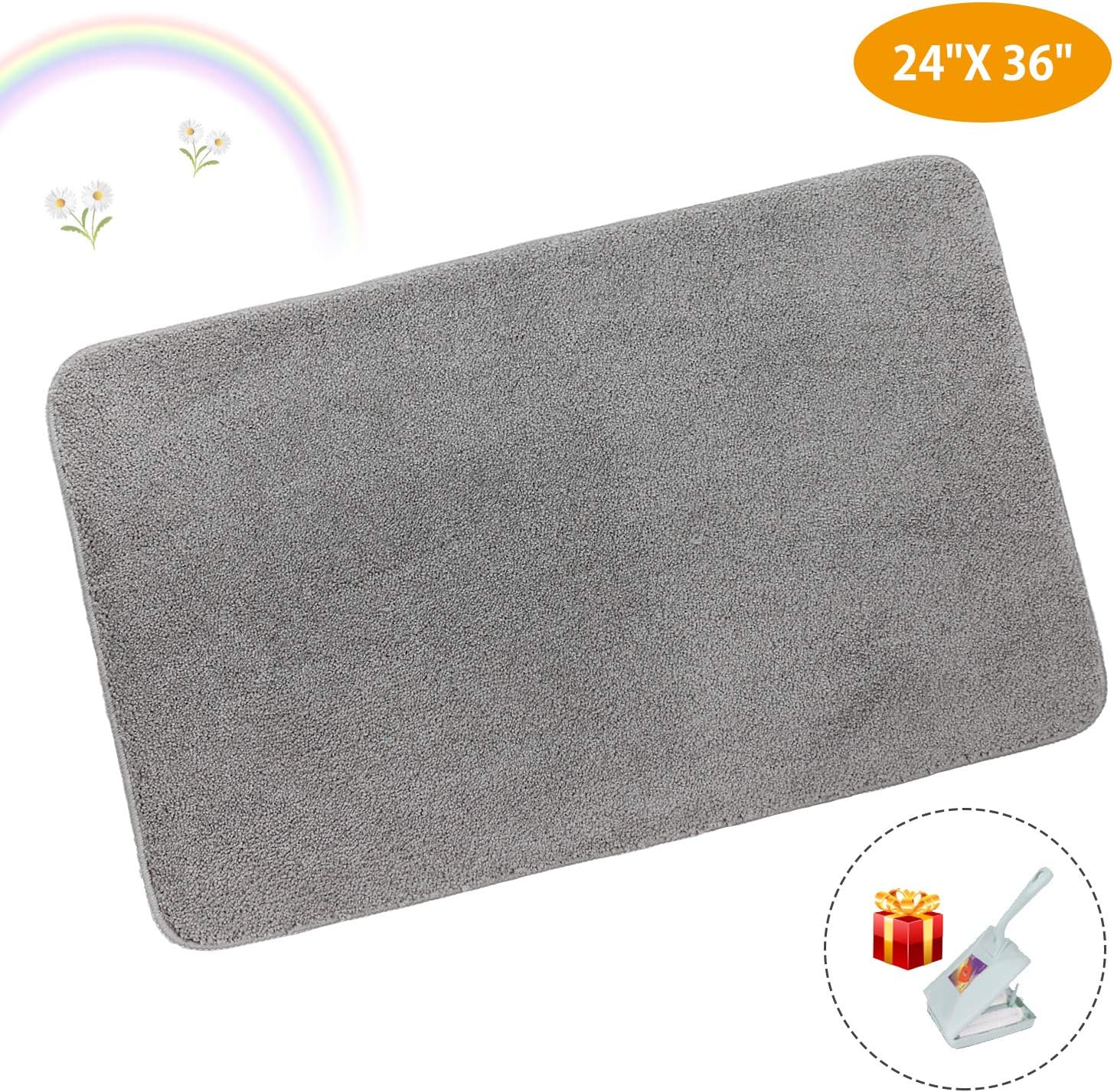 Indoor Door Mat, Punemi Super Absorbent Water Front Door Mat Outdoor, Non-Slip Rubber Backing Door Mats for Outdoor Entrance,Low-Profile Outdoor Mats Machine Washable Outdoor Carpet，24"x 36"(Brown)
