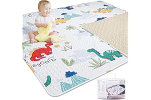 TANOSHII® Baby Play Mat for 47"x47" Playpen, Machine Washable Kids Mat, Cotton,Foldable Crawling Mat for Floor,One-Piece Crawling Mat Non Slip Baby Mat for Floor,Portable Travel(Dinosaur)