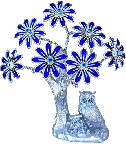 Albero Portafortuna Con Occhio Turco Nazar E Farfalla - Decorazione Casa In Resina 24 Cm
