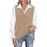 Zeagoo Sweater Vest Women Sleeveless V Neck Oversized Pullover Knitted Tops 2026 Fall Outfits