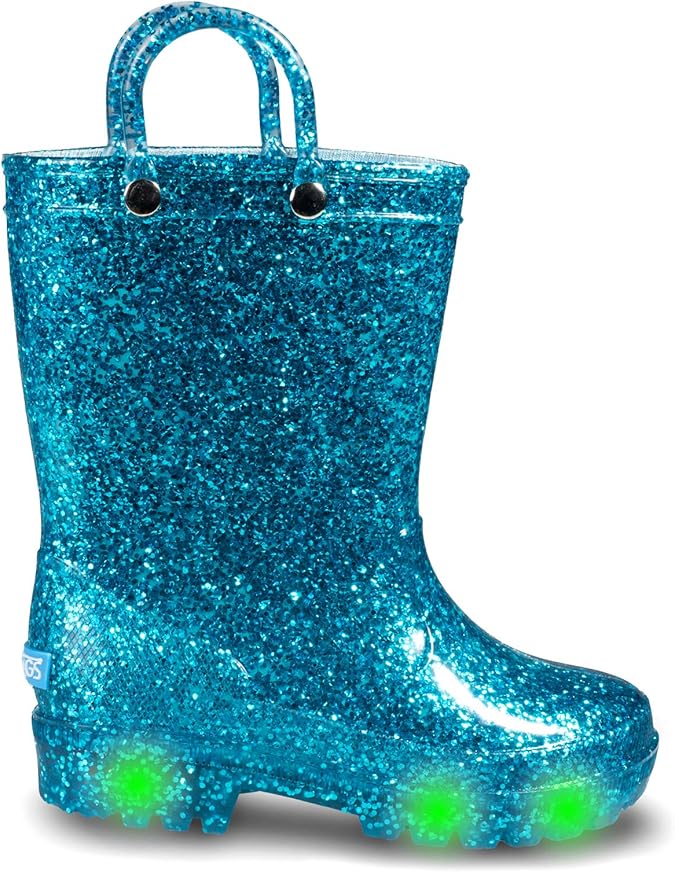ZOOGS Glitter Light up Kids Toddler Rain Boots for Girls